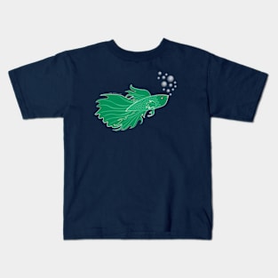 Green Beta Fish Making a Bubble Nest Kids T-Shirt